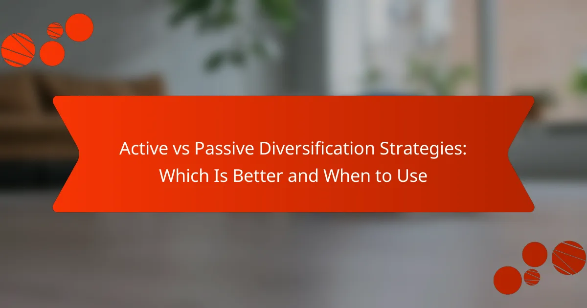 Active vs Passive Diversification Strategies: Which Is Better and When to Use