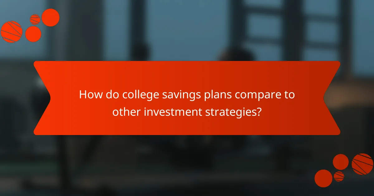 How do college savings plans compare to other investment strategies?