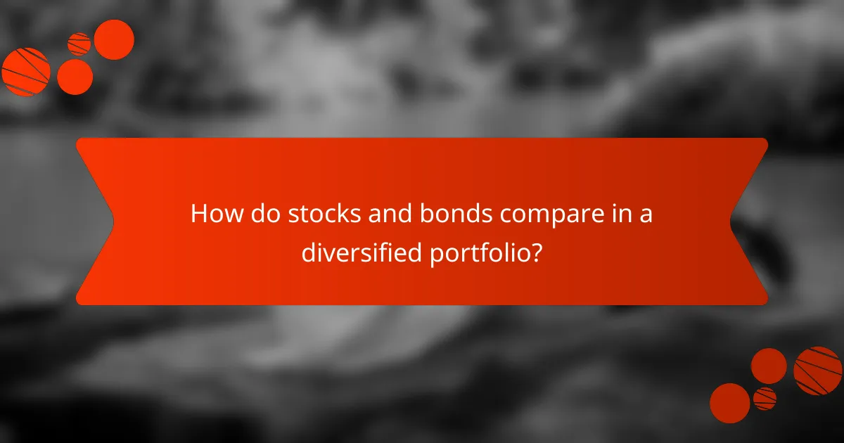 How do stocks and bonds compare in a diversified portfolio?