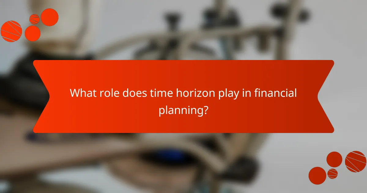 What role does time horizon play in financial planning?